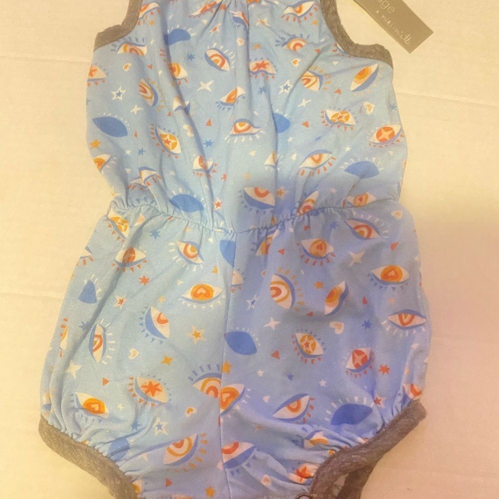 Blue Eye-Patterned Kids Bodysuit - Picture 5 of 5